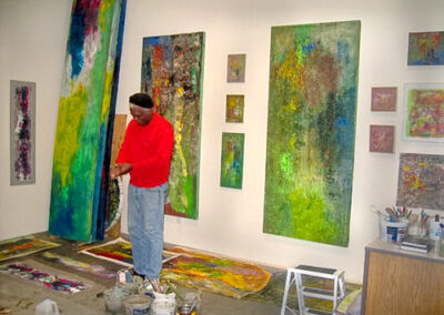 Winston Branch painting in his Oakland, CA studio, 2005